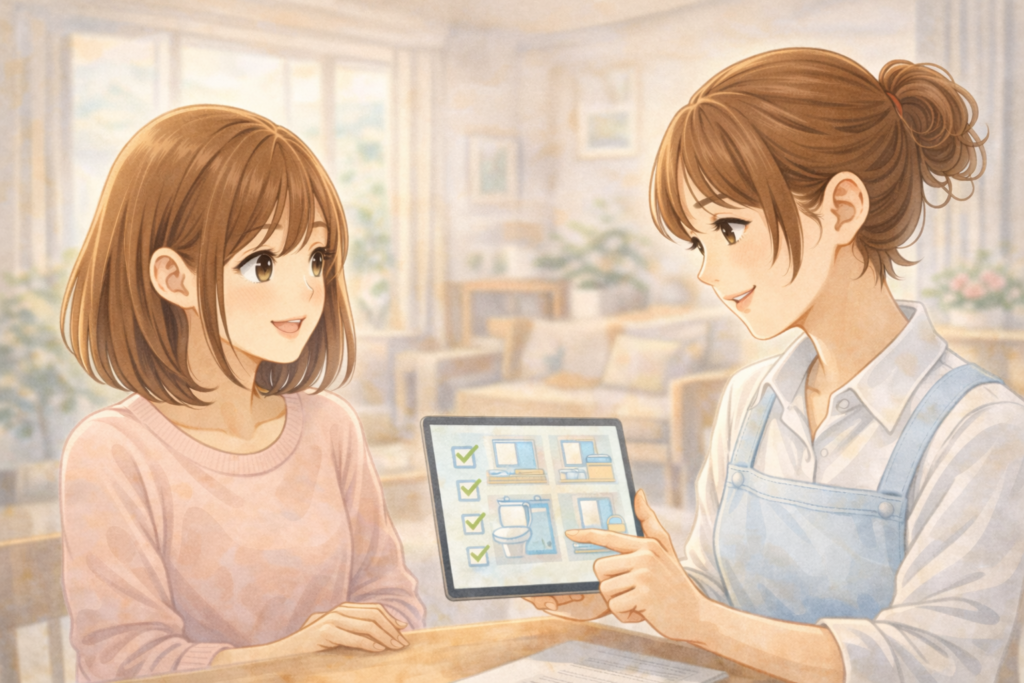 ３時間で出来る範囲を家事代行女性スタッフが説明