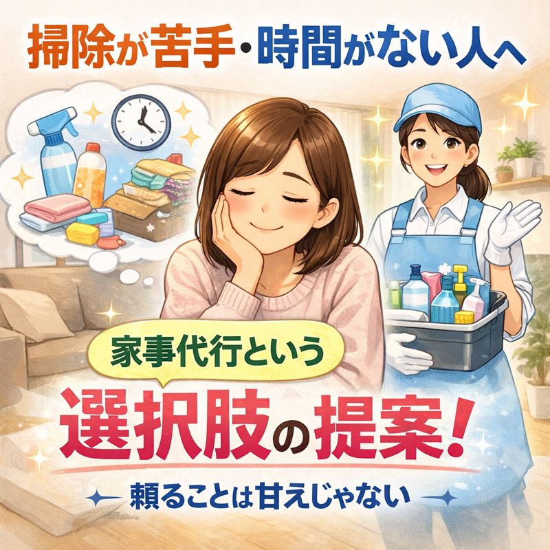 掃除が苦手で家事が回らないと感じる家庭のイメージ