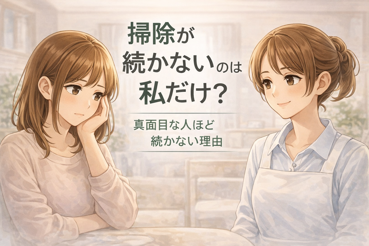 掃除が続かなくて悩んでいる女性に対しそっと提案をしてくれる家事代行キャスト