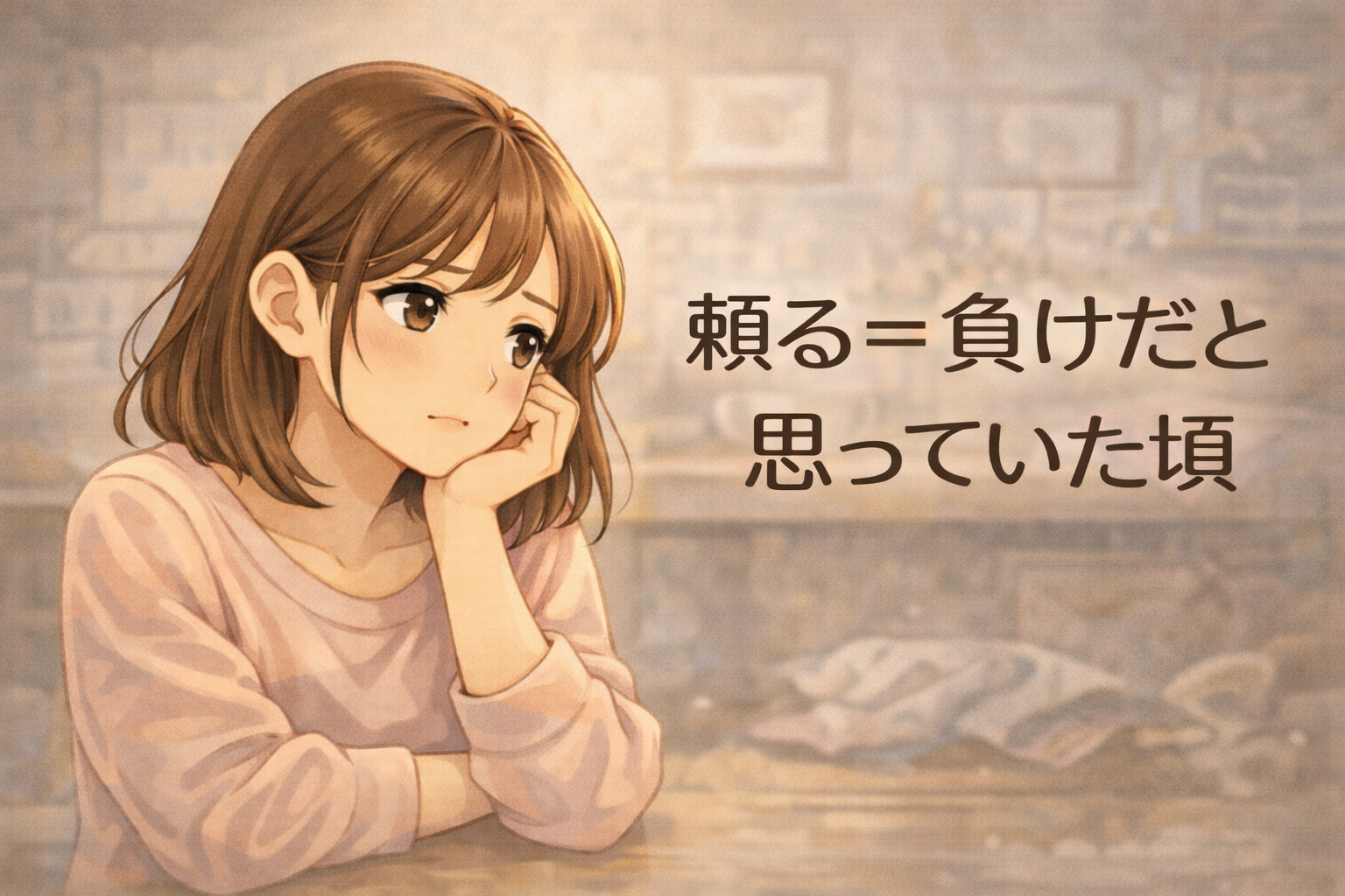 "家事代行を頼ることに悩む女性のイラスト"