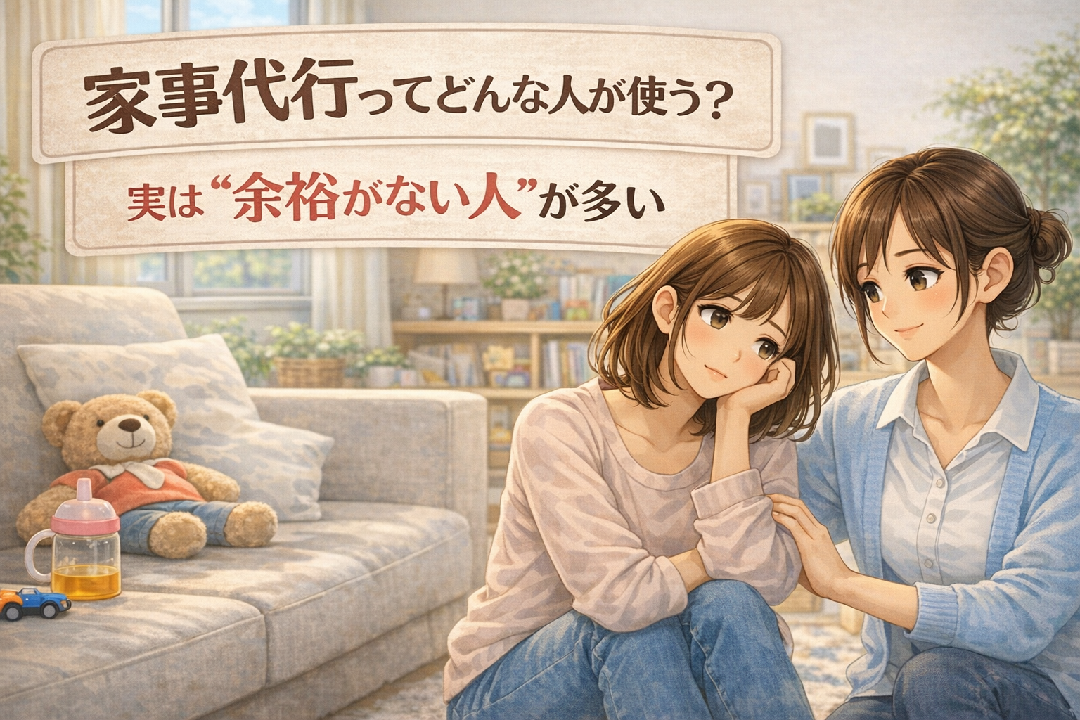 家事代行を使う人の特徴や利用のきっかけをイメージしたイラスト